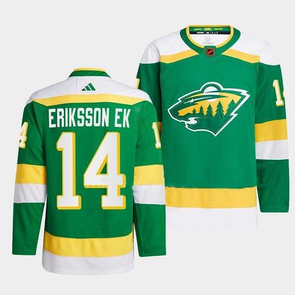 Mens Minnesota Wild #14 Joel Eriksson Ek Green 2022-23 Reverse Retro Stitched Jersey->minnesota wilds->NHL Jersey